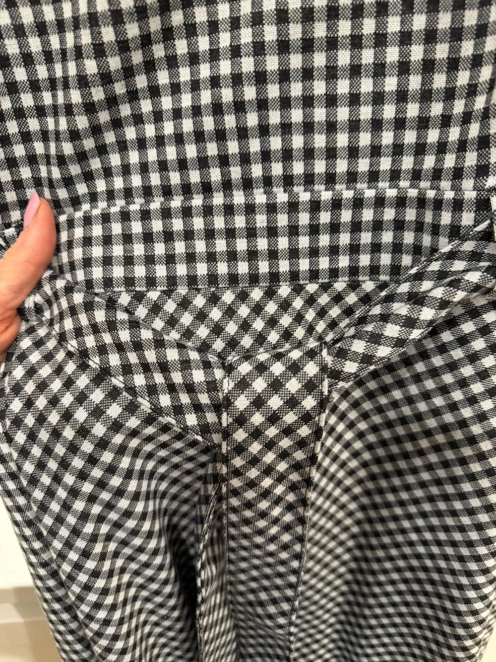 Calvin Klein Black and White Gingham Midi Dress with Waist Tie - Picture 5 of 9